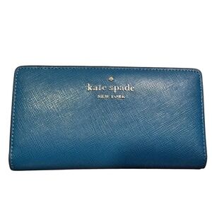 Kate Spade New York Staci Large Slim Bifold Wallet River Blue Classic Minimalist